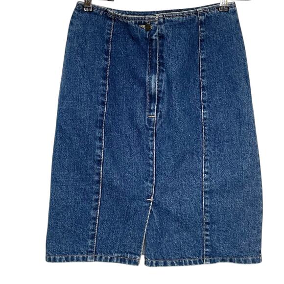 Vintage 80s New York Jeans Co. Size 5/6 High Rise Ruched Denim Mini Jean Skirt - Picture 6 of 7